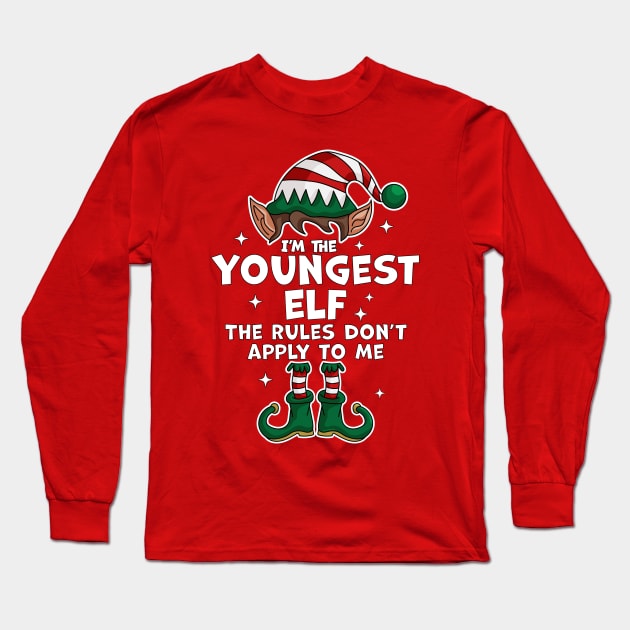 I'm The Youngest Elf Xmas Family Matching Funny Christmas Long Sleeve T-Shirt by OrangeMonkeyArt